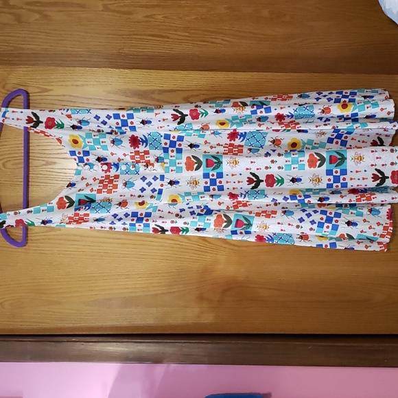 Miss Lulo Insect and Floral Tiles Heidi Dress. NWOT. 1X. Modern Millie. Linen. - Picture 5 of 14